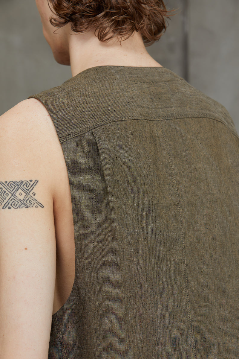 CROPPED COLLARLESS WAISTCOAT