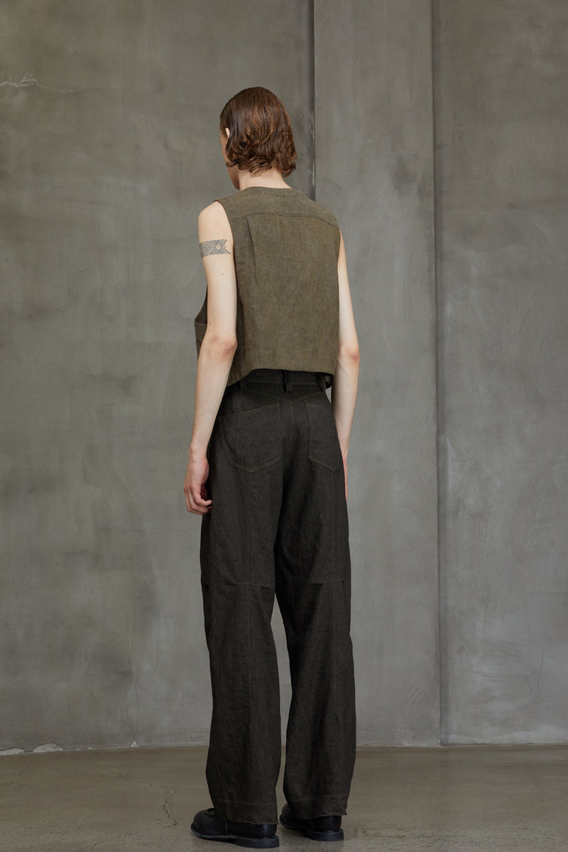 CROPPED COLLARLESS WAISTCOAT