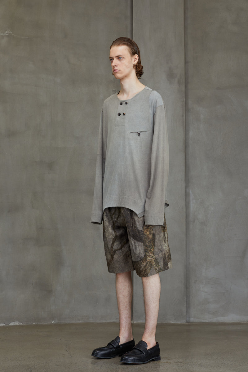 4 BUTTON HENLEY NECK LONG SLEEVE T-SHIRT