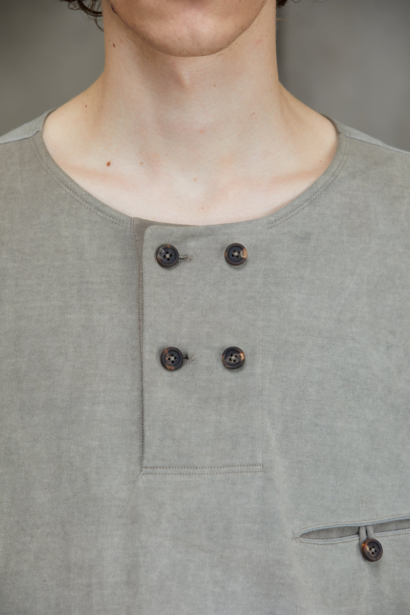 4 BUTTON HENLEY NECK LONG SLEEVE T-SHIRT