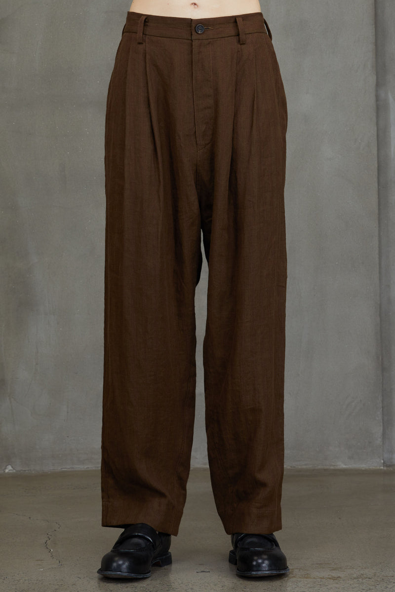 STRIPED FRONT PLEAT TROUSERS