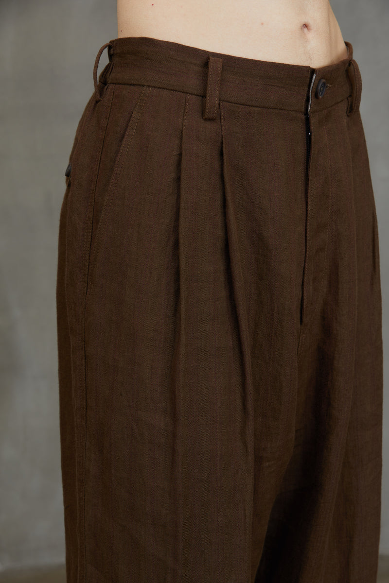 STRIPED FRONT PLEAT TROUSERS