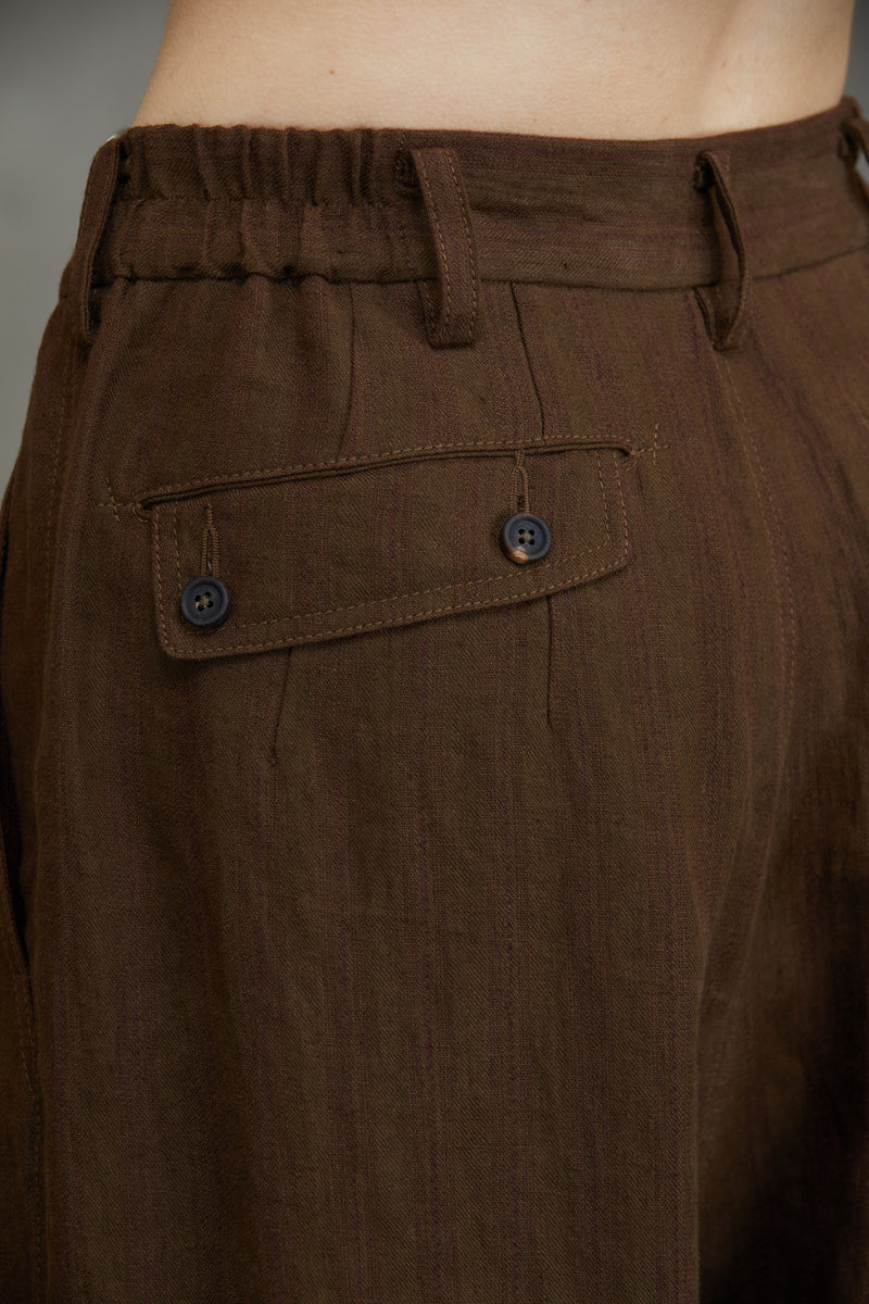 STRIPED FRONT PLEAT TROUSERS