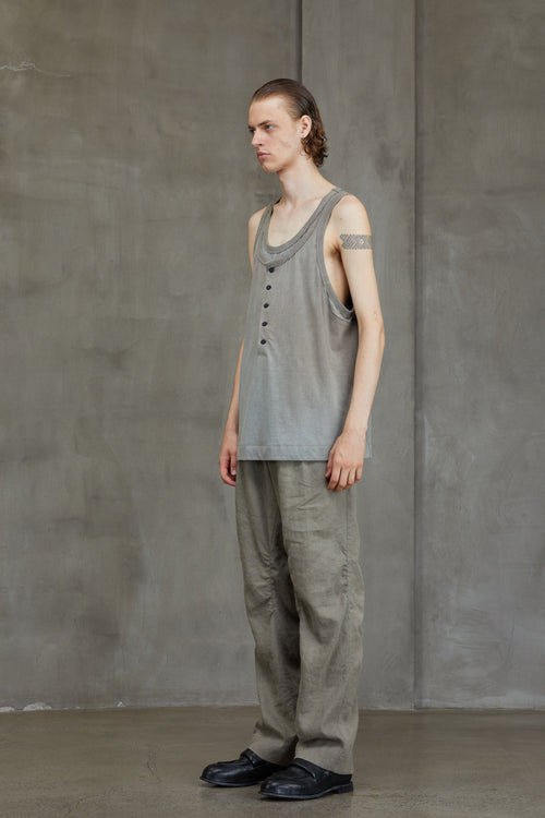 LAYERED JERSEY HENLEY NECK TANK TOP