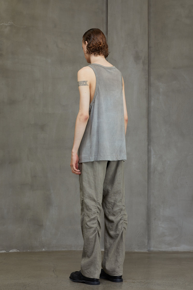 LAYERED JERSEY HENLEY NECK TANK TOP