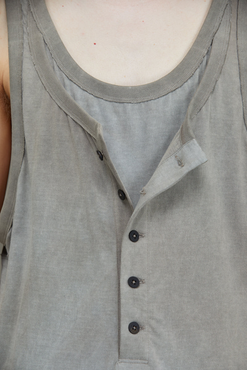 LAYERED JERSEY HENLEY NECK TANK TOP