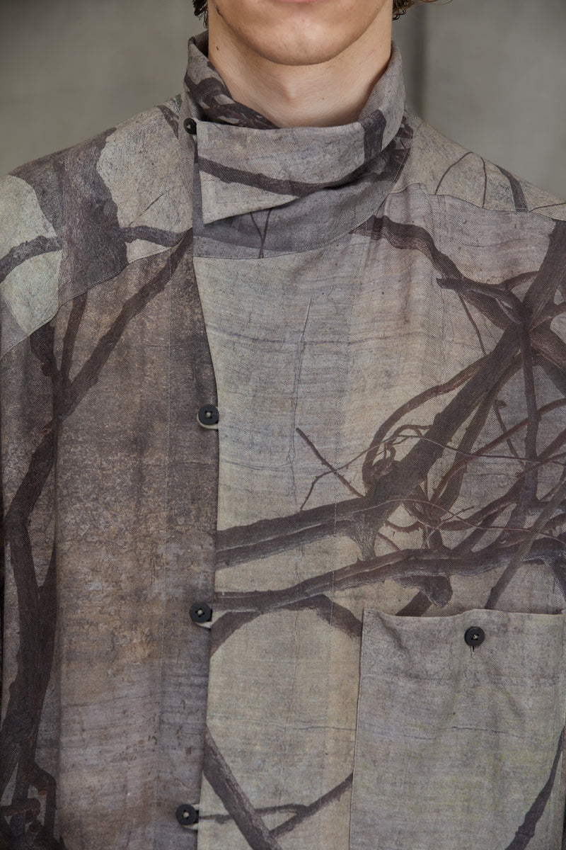 DIGITAL PRINT HIGH NECK LONG SHIRT