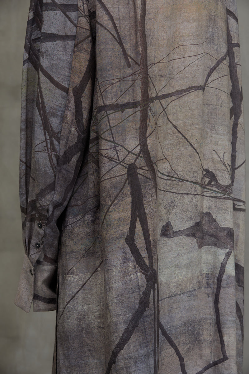 DIGITAL PRINT HIGH NECK LONG SHIRT