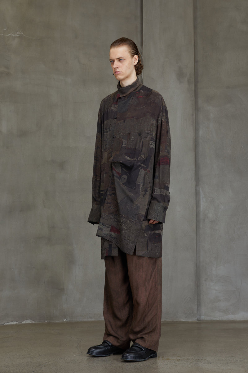 DIGITAL PRINT HIGH NECK LONG SHIRT