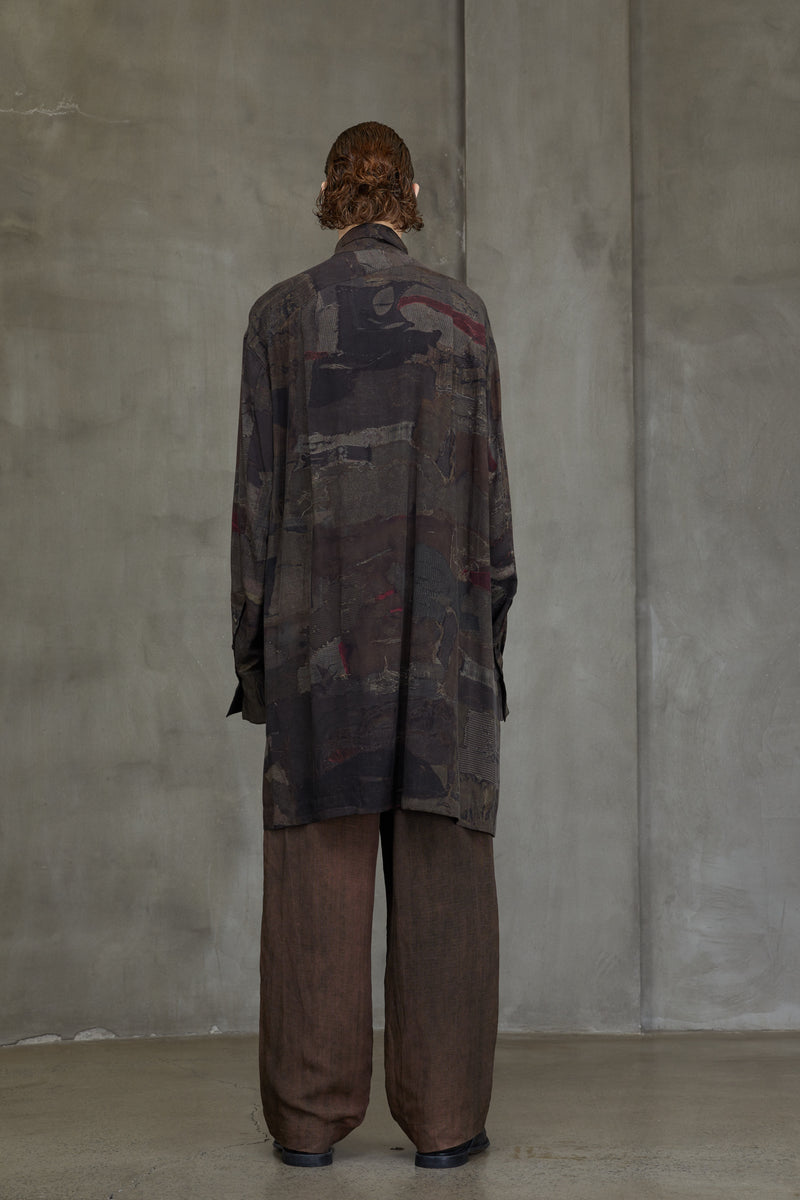 DIGITAL PRINT HIGH NECK LONG SHIRT