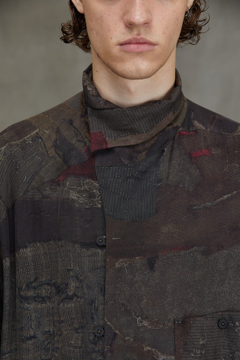 DIGITAL PRINT HIGH NECK LONG SHIRT