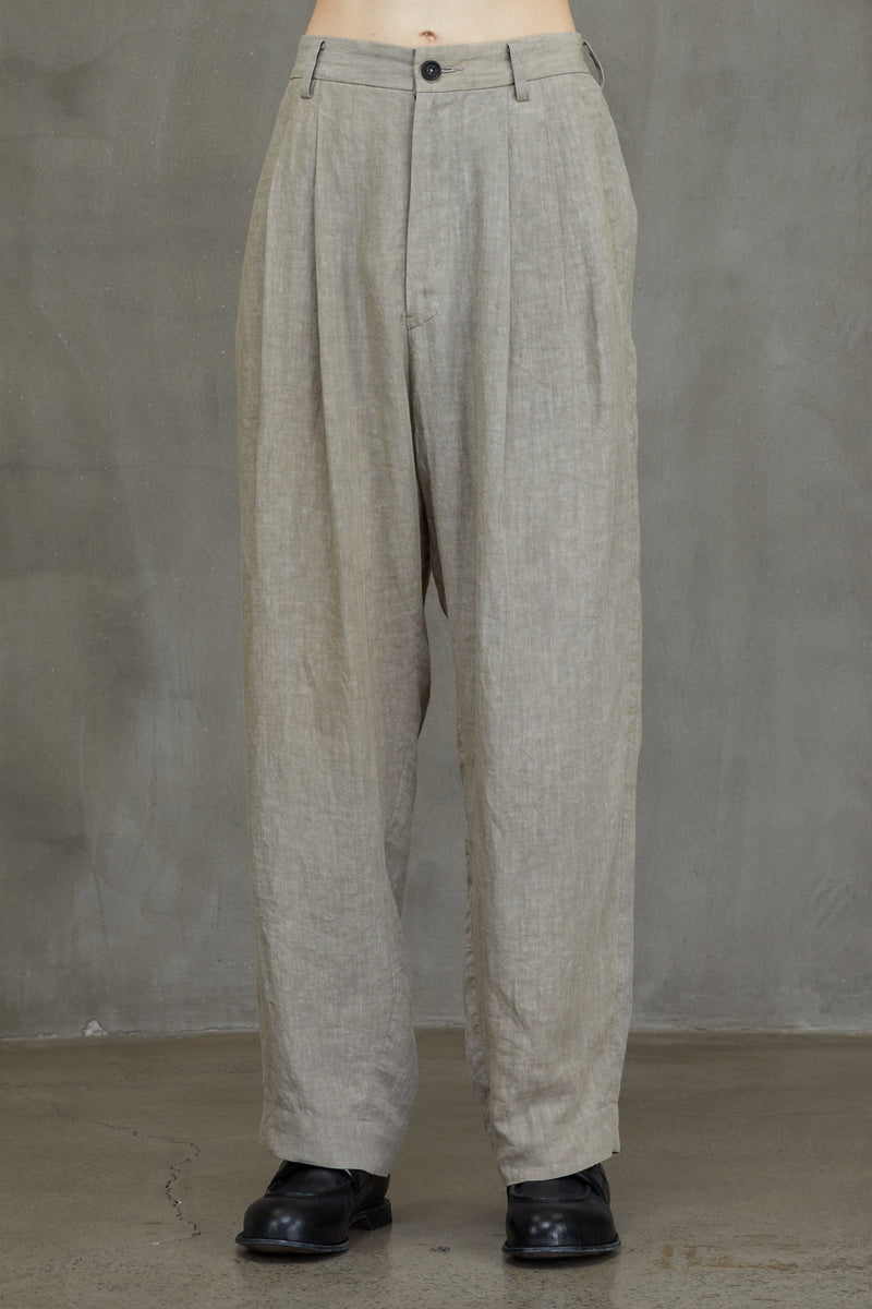 FRONT PLEATS WIDE LEG TROUSERS