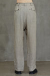 FRONT PLEATS WIDE LEG TROUSERS