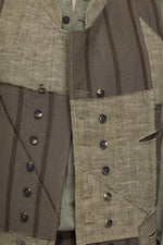 STAND COLLAR DOUBLE BREASTED PACTHWORK WAISTCOAT