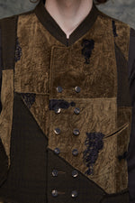 STAND COLLAR DOUBLE BREASTED PACTHWORK WAISTCOAT