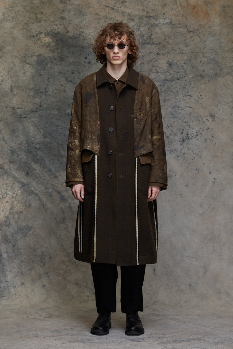 TWO LAYERED SINGLE BREASTED LONG COAT