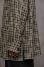OVERSIZED PLAID WORKER SHIRT JACKET WITH PATCHWORK