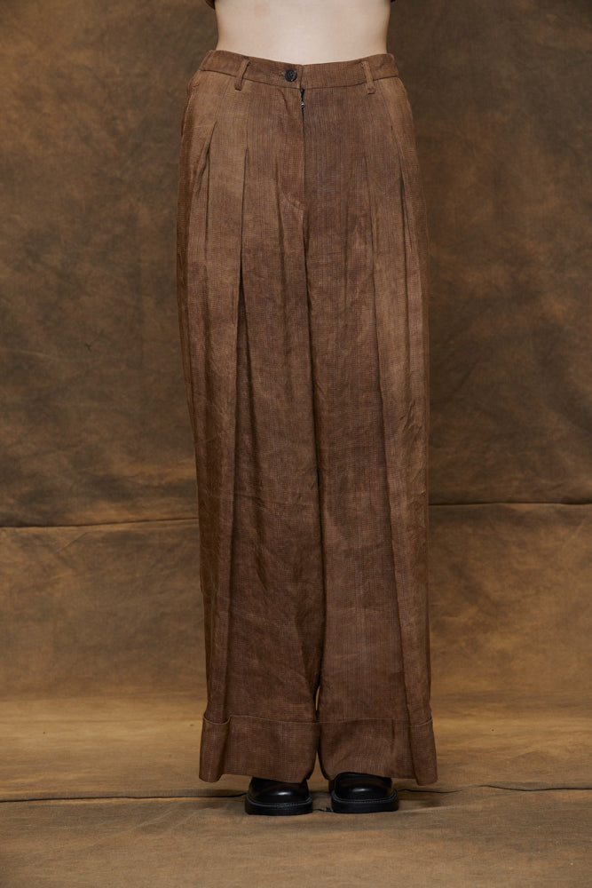 FRONT PLEAT WIDE TAPERED TROUSERS