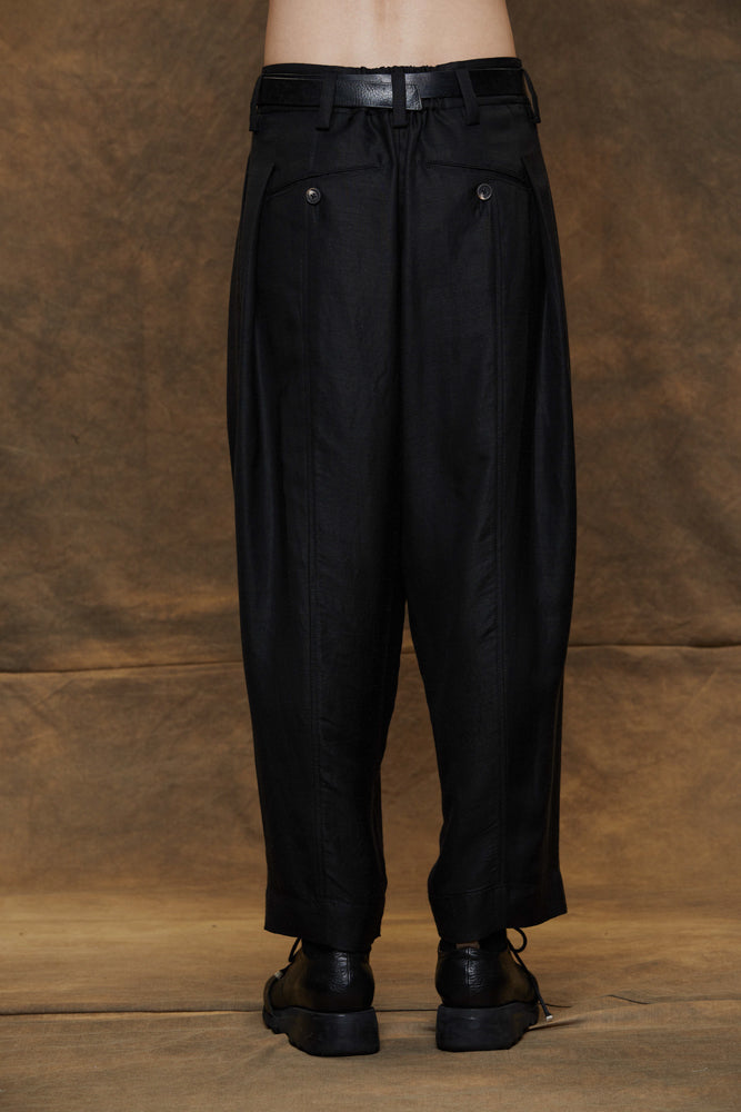 FRONT PLEATED TAPERED LONG TROUSERS