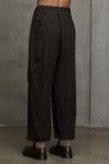 SELVEDGED PLEATED WIDE LEG TROUSERS