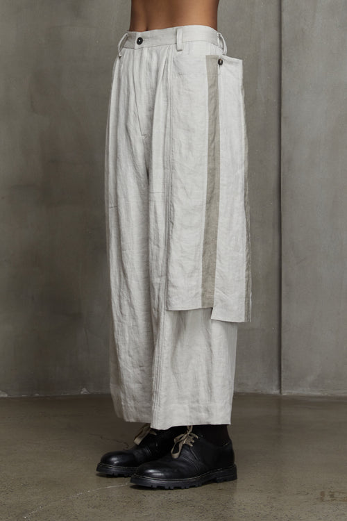 PLEATED WIDE TROUSERS WITH DETACHABLE PANEL