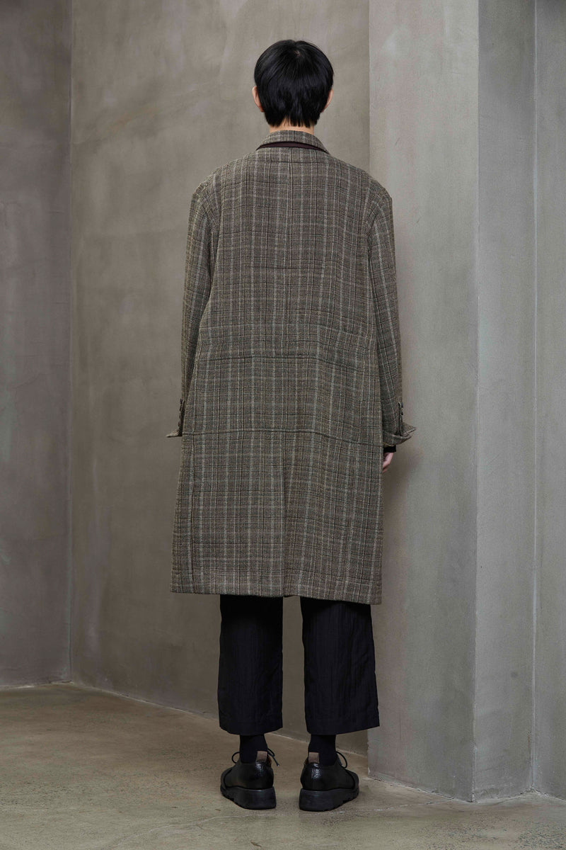 "BULLET HOLDER" DOUBLE BREASTED PLAID COAT